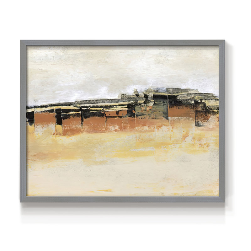 Bridges Ochre II -Framed Print - Restickable, Gray, 22" H x 28" W