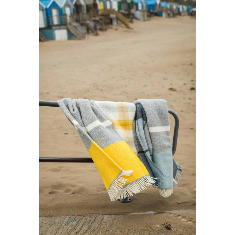 Aallyah Throw Blanket, Grey/Duck Egg
