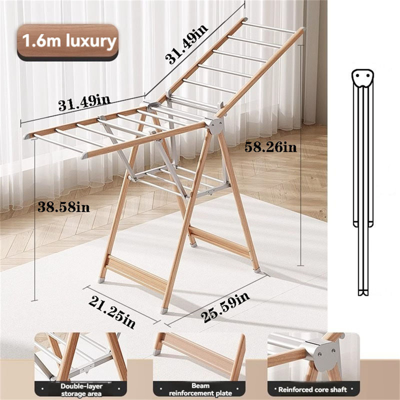 Séchoir à vêtements pliable et mobile pour l'intérieur, H 62,99 po x l 38,58 po x P 21,25 po