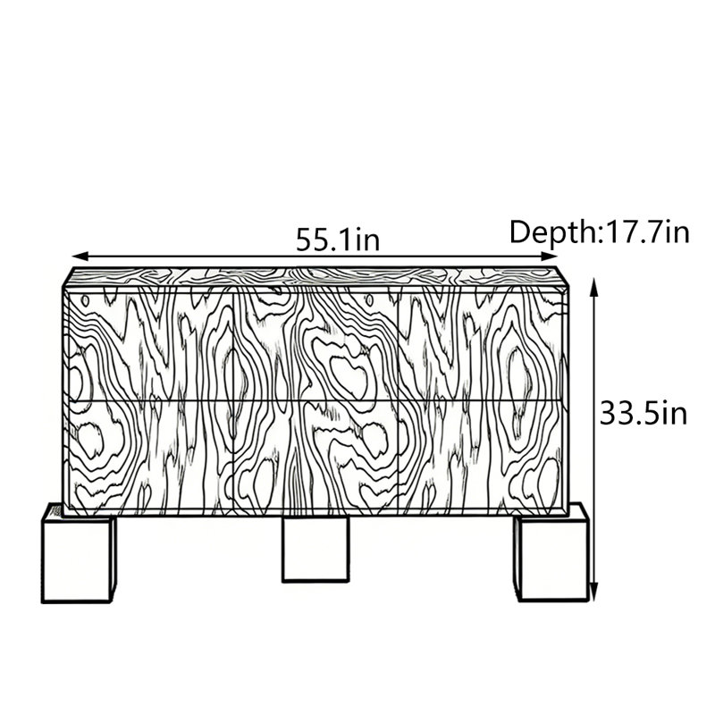 55.1" Console Table, 33.5" H x 55.1" W x 17.7" D
