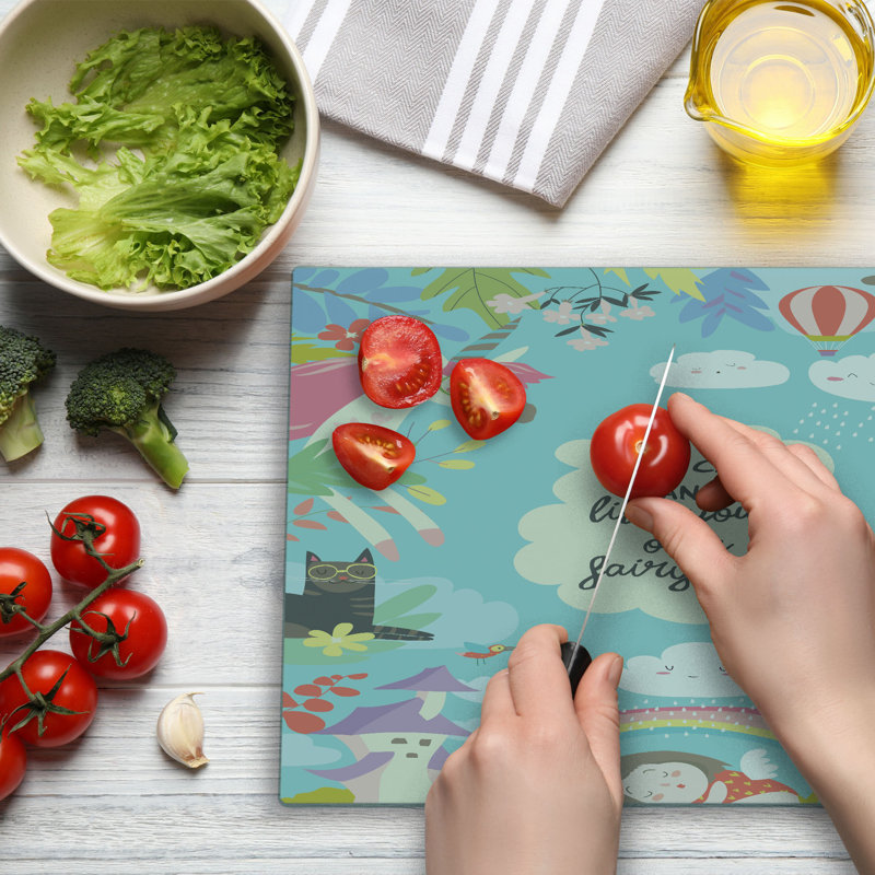 Ambesonne Saying Cutting Board Large Size Keep Calm Multicolor