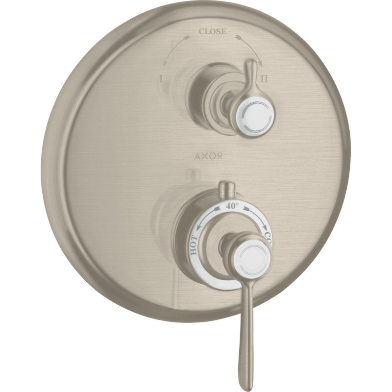 AXOR Montreux Thermostatic Trim With Volume Control And Diverter Valve Trim Only, Brushed Nickel
