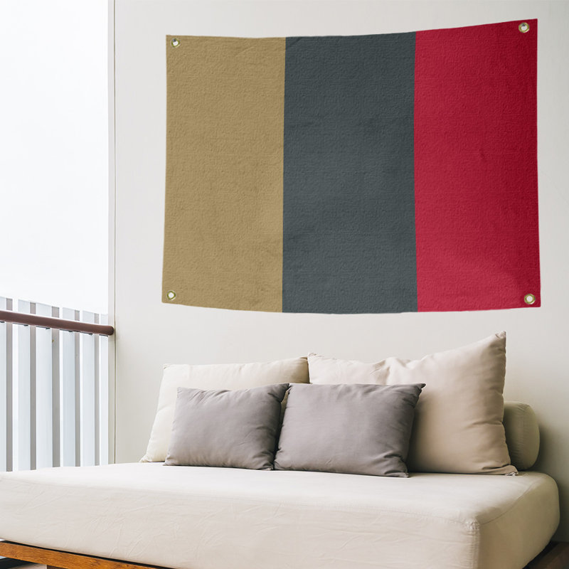 Tapisserie de polyester Las Vegas, H 59 po x l 80 po x P 2 po, Doré / gris acier / rouge