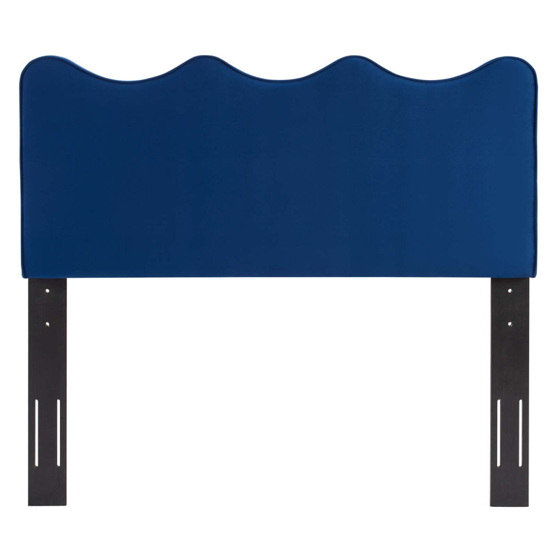 Velvet Upholstered Panel Headboard, Blue, King/California King