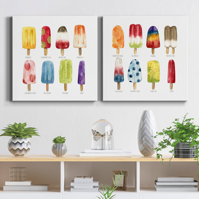 Popsicles Come Chill - ensemble de 2 reproductions d'art sur toiles tendues