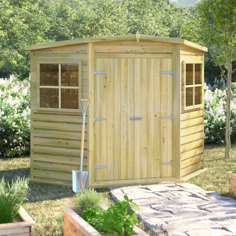 Corner Shed Shiplap with Double Doors, Pressure Treated, Yes, 7ft. x 7ft.