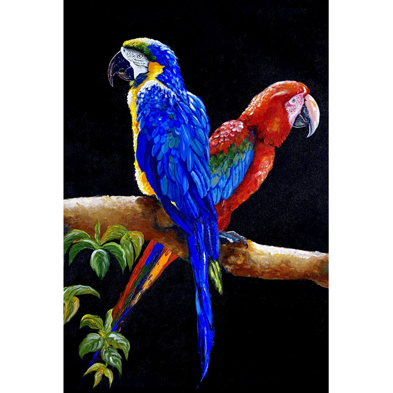 Paire de perroquets | Acrylique sur toile | Par Maliya Pandey