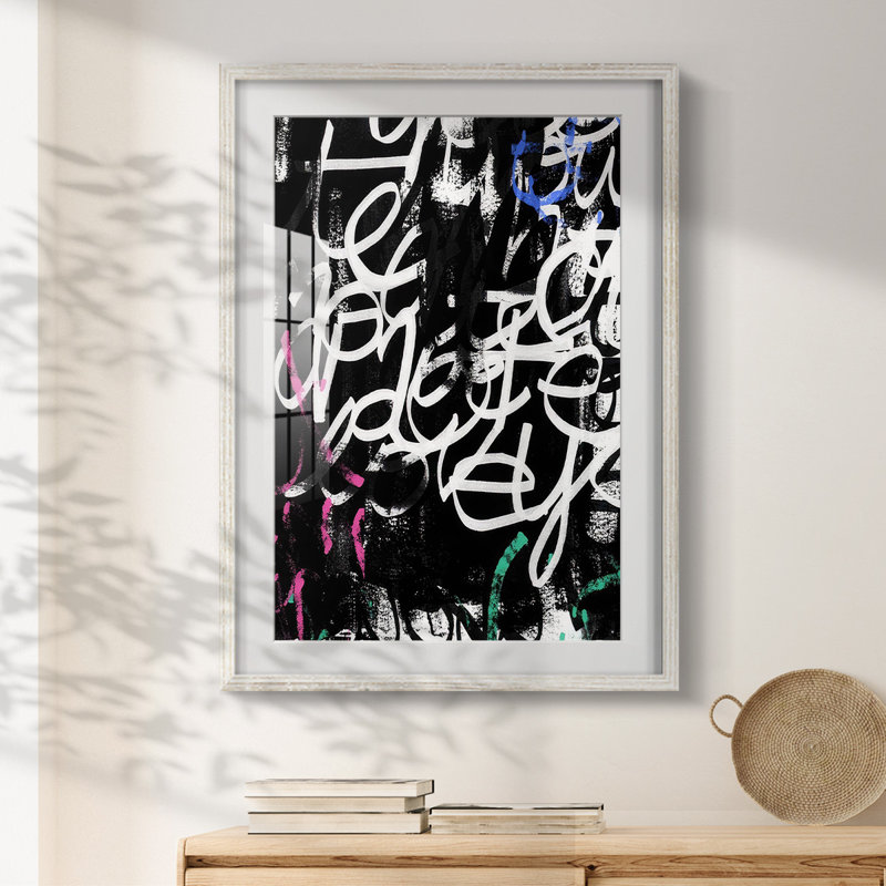 Graffiti Scribe I -Framed Print, 28.5" H x 20.5" W, White