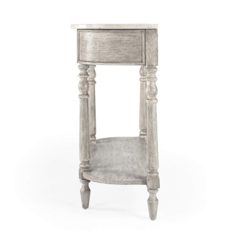 Danielle Marble 40" one- drawer Console Table, Rustic Gray