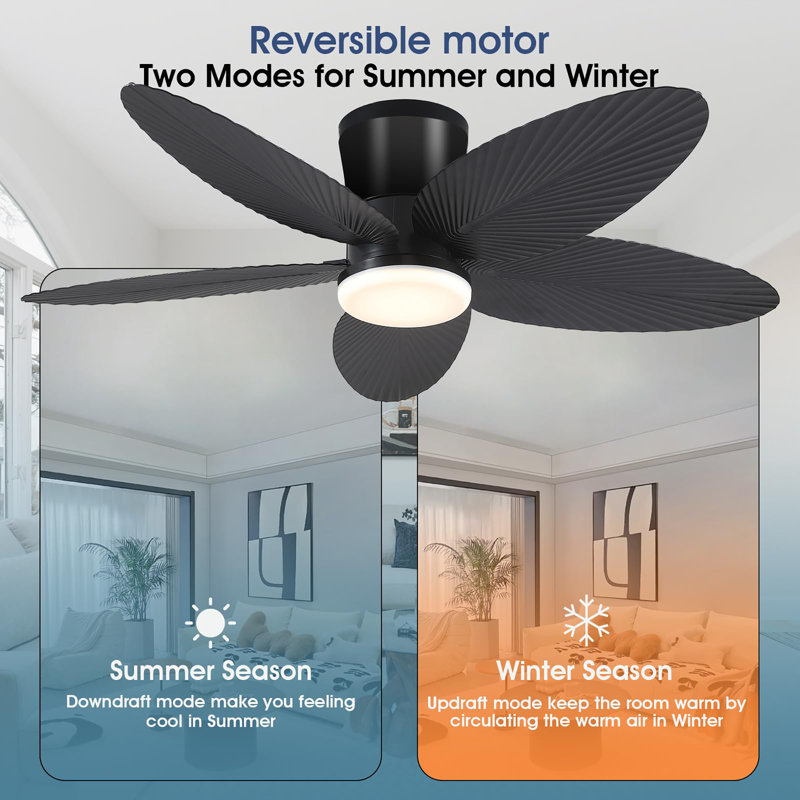 Ventilateur de plafond de 42 pouces avec lumière et télécommande / commande APP, Noir, noir, noir, noir