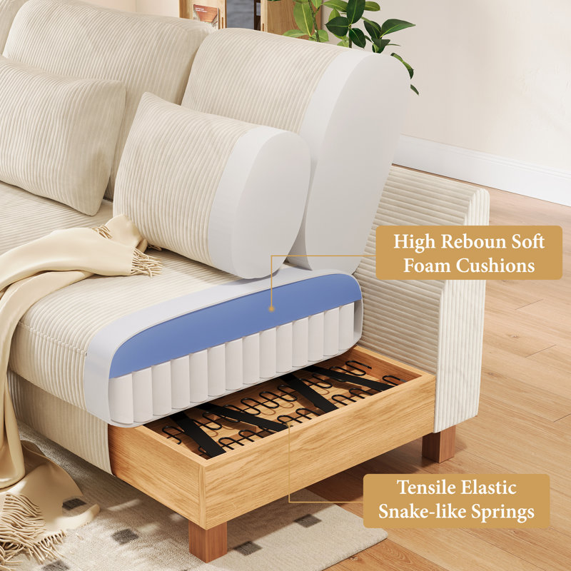 Canapé double, Velours côtelé beige