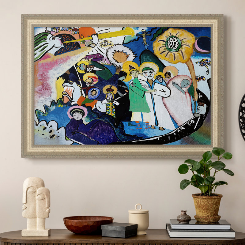 «All Saints Day I» - Wassily Kandinsky - Toile encadrée sur mesure, 20x28 INNER SIZE, Framed Canvas, Champagne Leaf Relief