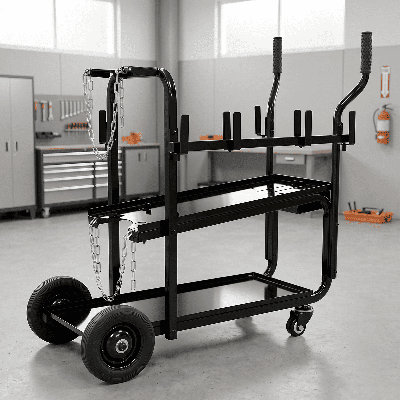Portable Welder Trolley With Dual-Tier Shelves - Optimized For MIG, TIG & Plasma Cutters