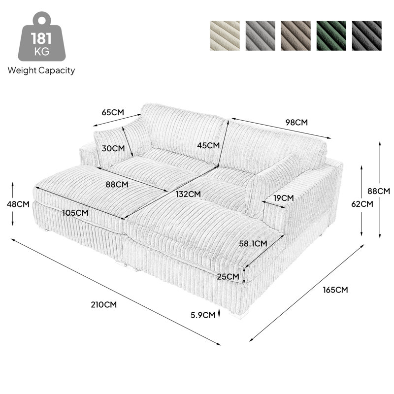 4-Piece Flannel Sectional Sofa