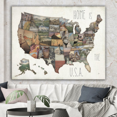 «Instastates Monuments Map», reproduction d'art sur toile tendue