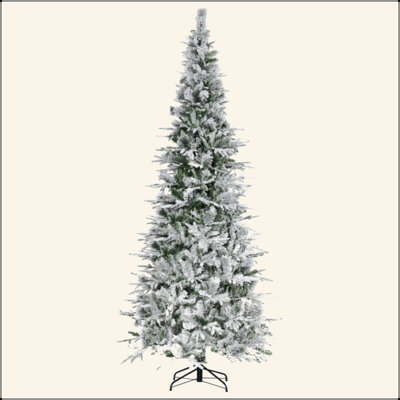 9' Unlit Snow Flocked Pine Artificial Christmas Tree With Realistic Branches And 1159 Tips, Green