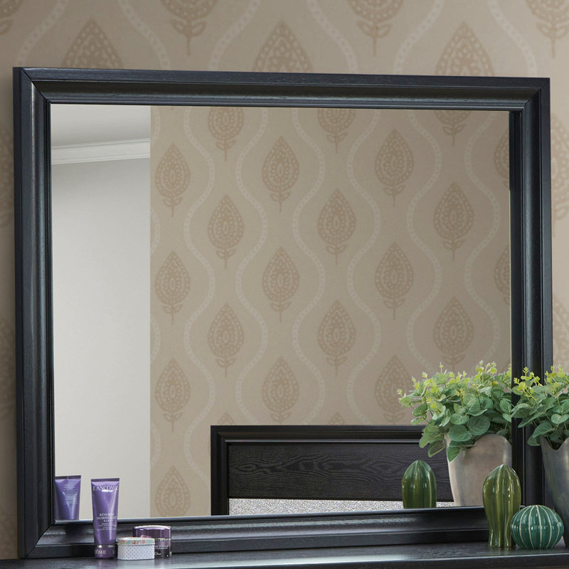 Miroir mural moderne pour salle de bain, Noir, Rectangulaire, 37 po x 46 po