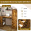Bureau d'ordinateur avec prise 4-en-1 et 3 tiroirs, 4 tablettes de rangement à 4 niveaux, stratifié au fini bois carbonisé pour bureau à domicile, bureau, chambre à coucher