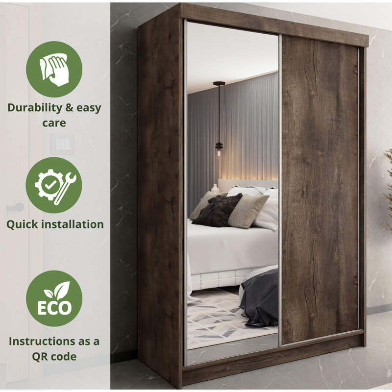 Modern 2 Door Sliding Wardrobe, Walnut