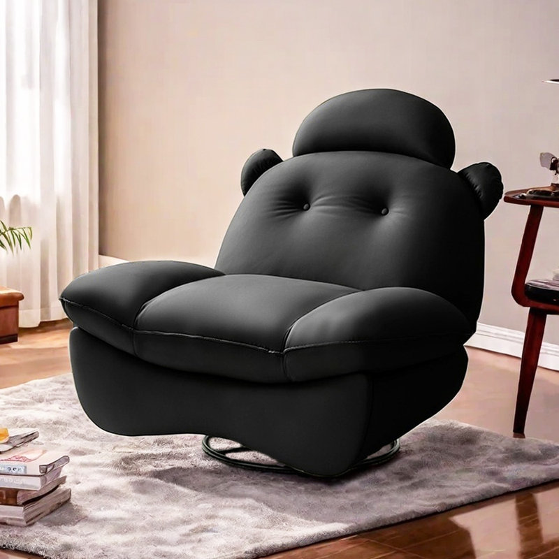 360°Rotation Retractable Headrest Storage Recliner, Black