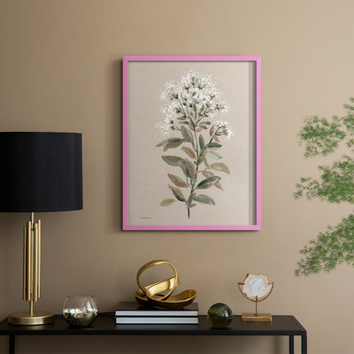 Reproduction encadrée de tiges florales blanches II - bois massif