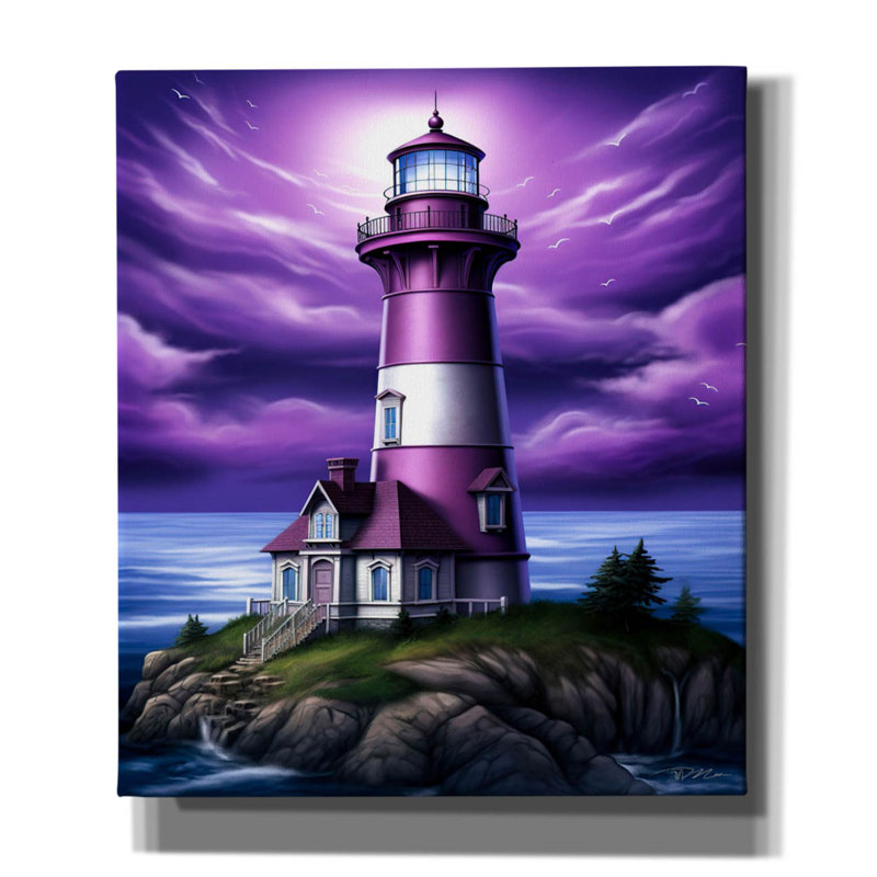 Toile épique Graffiti «Phare mauve» par Momart, 26 po x 30 po, H 30 po x l 26 po x P 1,5 po