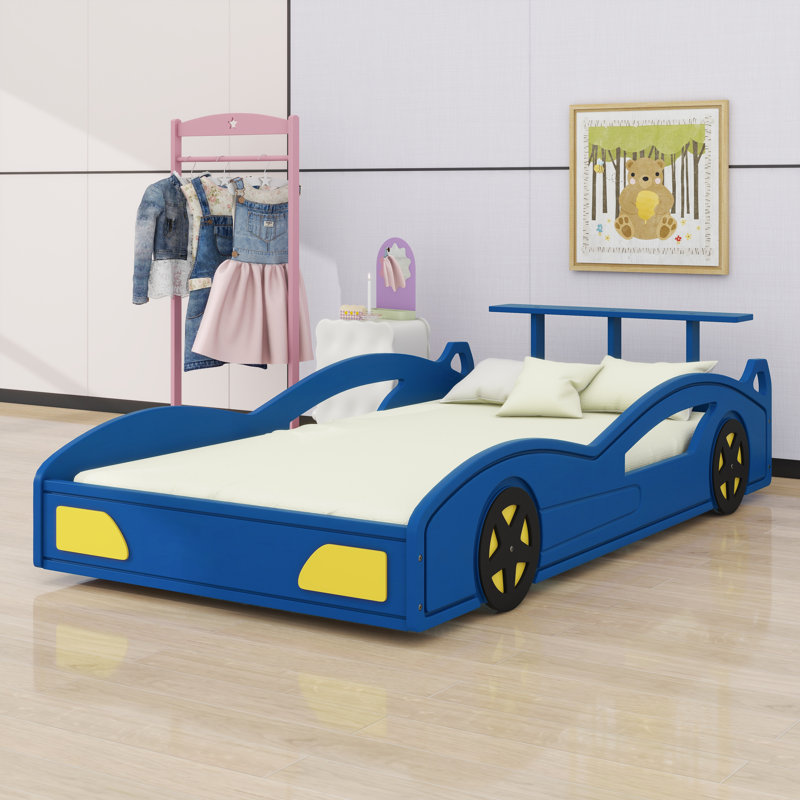 Wooden Race Car Bed, Blue