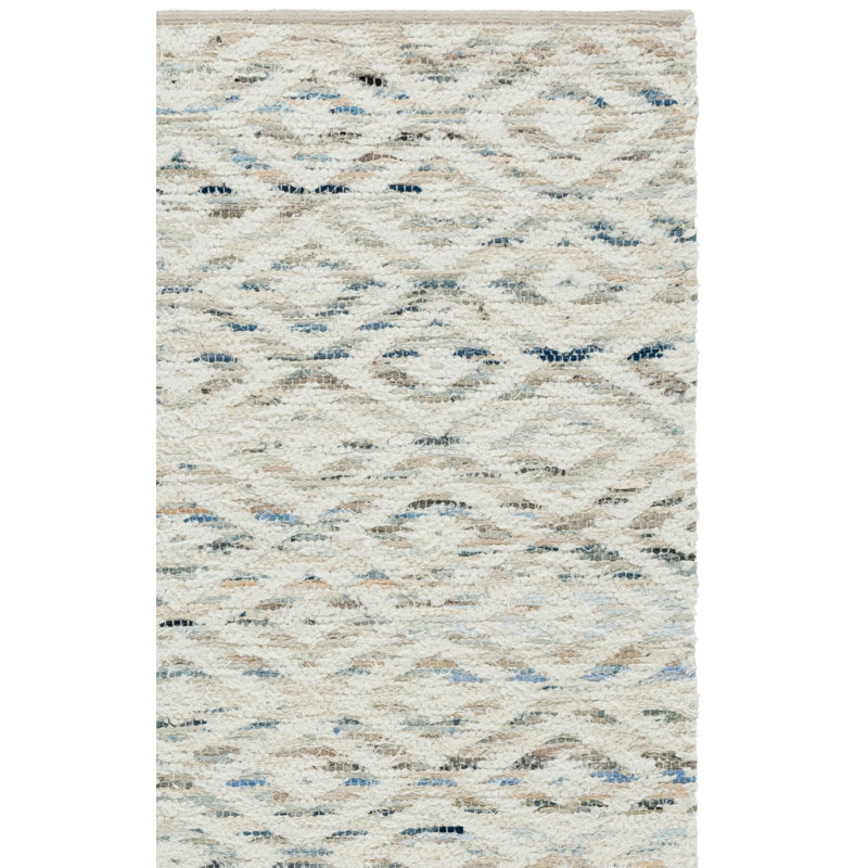 Tapis bleu / ivoire en denim tissé à la main Natura 786, Rectangle 5 pi x 8 pi