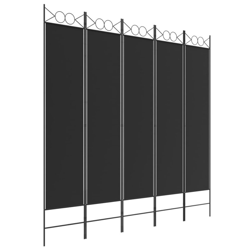 Casida Folding Room Divider, 5, Black, 200 x 200 cm