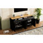 Buffet 70 "avec design incurvé, design rustique, 2 tiroirs rustiques, tablettes réglables et buffet à grain de bois, support à tiroirs noir, style classique