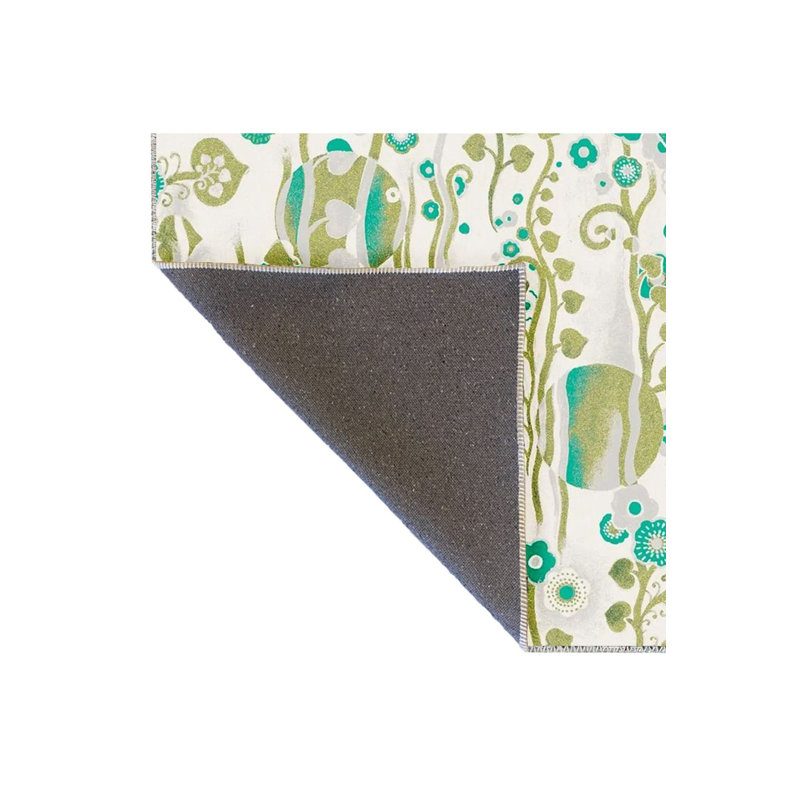 Tapis vert lavable à motif tissé vert, Sous-tapis rectangulaire de 3 pi 3 po x 4 pi 11 po