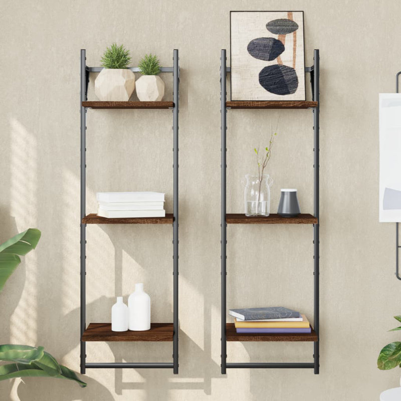 2 Piece Tiered Shelf,  Brown Oak