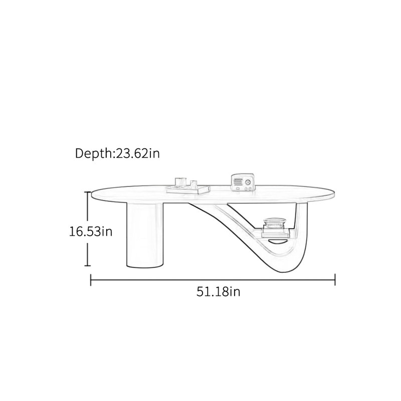 Table basse personnalisée au design rétro, H 16,53 po x L 51,18 po x l 23,62 po