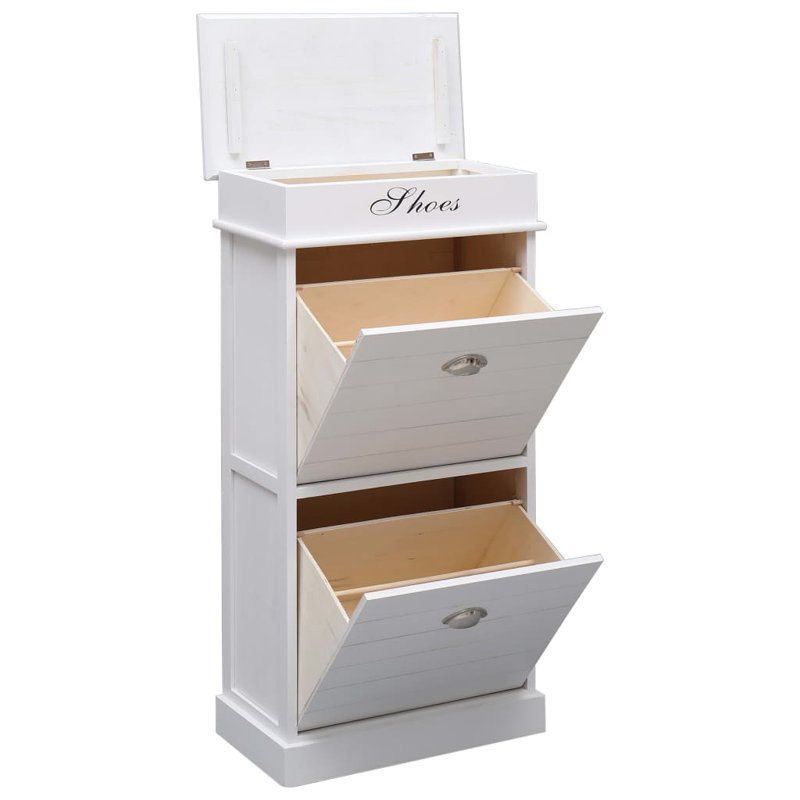 4 Pair Solid Wood Flip Down Shoe Storage