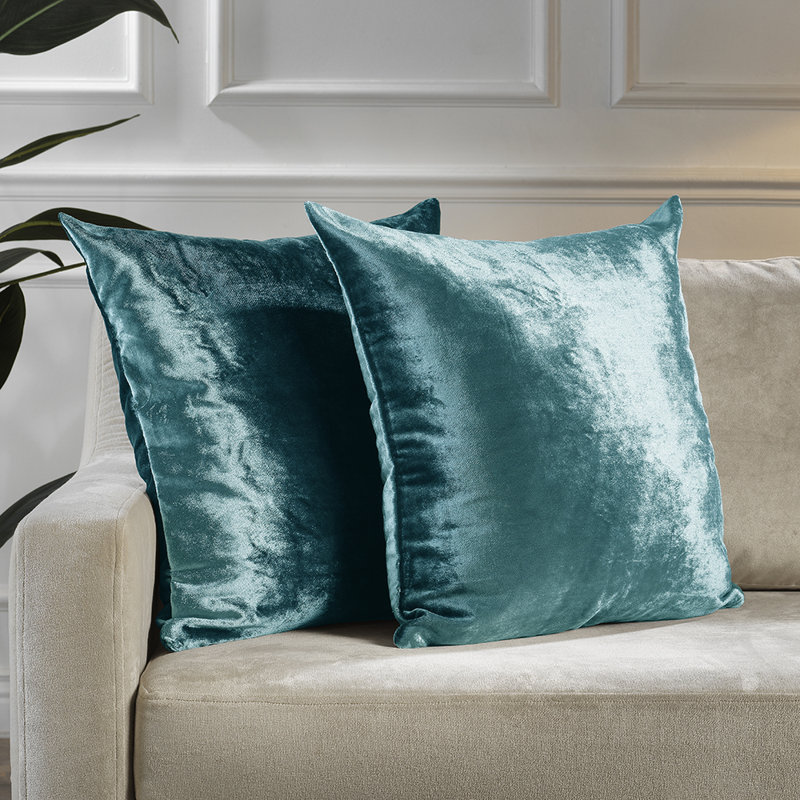 Shiny Velvet Pillow Cover, Square, Azure, 22"H x 22"W