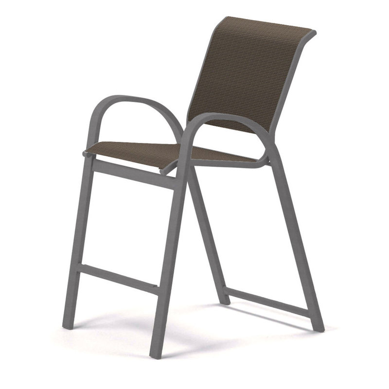 Tabouret de bar 42 po Holna, Tweed Sunbrella® brun, Noir texturé