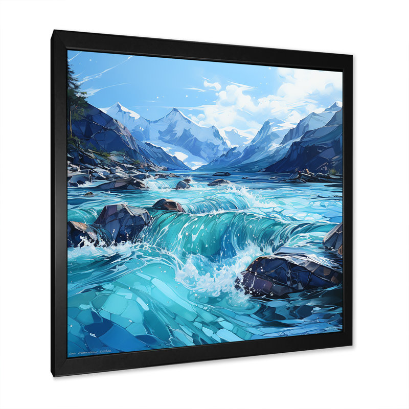 Glacier Charm en Alaska - impression, H 16 po x l 16 po x P 1 po, Cadre simple noir