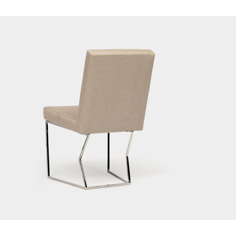 Upholstered Dining Chair, Blush Linen Blend, Chrome