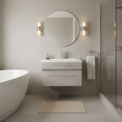 Ensemble de meuble-lavabo mural simple 24 po avec plateau en marbre Arlie