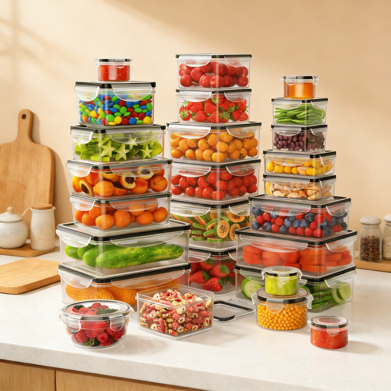 Ensemble 52 pièces de contenants alimentaires hermétiques avec couvercles - Organisation de cuisine en plastique sans BPA pour la préparation des repas, les restes, la salade, les fruits et les produits secs