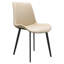 Chaises de salle à manger rembourrées modernes en cuir de polyuréthane beige avec pieds en métal, rembourrage épais et dossier solide