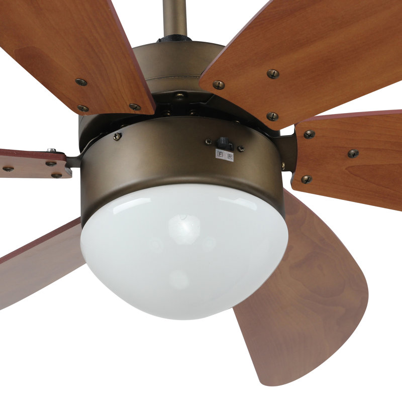 Ventilateur de plafond standard à DEL à 6 pales 38 pouces avec commande murale et ensemble d'éclairage inclus Minumus.
