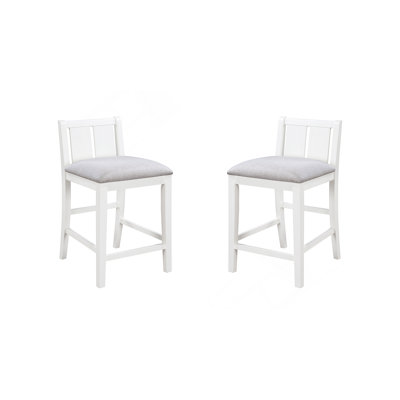 Graham Set of 2 White Finish Upholstered Seat 20" Counter Height Chair