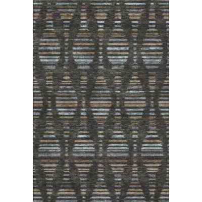 Premium Machine Washable Mayfield AMF2027 Striped Rug
