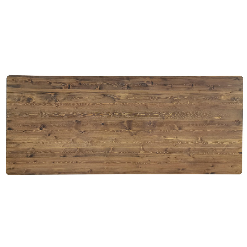 Eternity Rectangular Solid Pine Farm Dining Table with Folding X-Style Legs, 40.25" W X 96" L, Rustic Pine