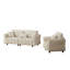 Canapé rembourré 3 places en tissu de chenille de qualité supérieure avec 2 coussins et coussin lombaire, conception avec sangle d'accoudoirs, beige
