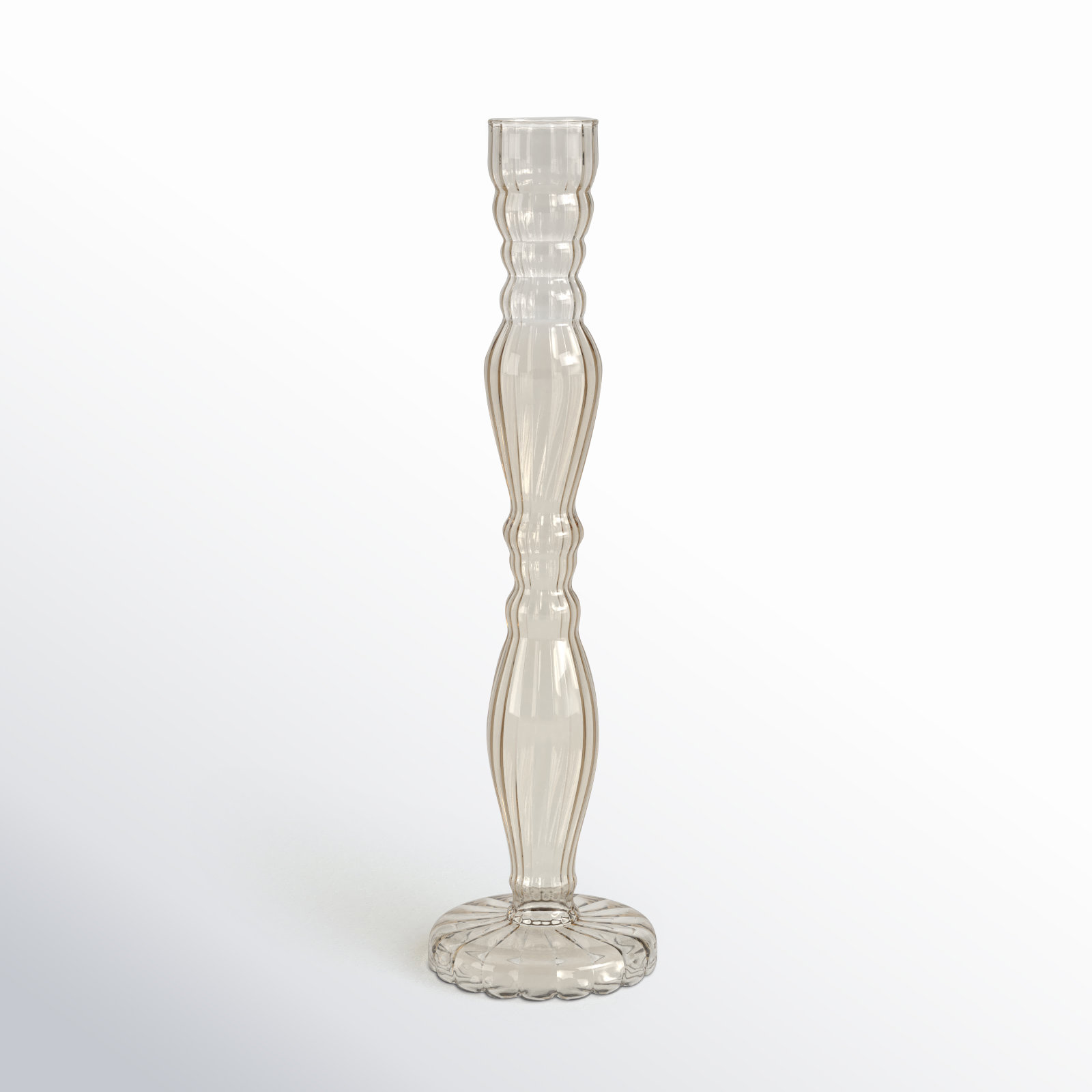 Marajo Candlestick Holder, Smoke, 9.75" H x 2.75" W x 2.75" D