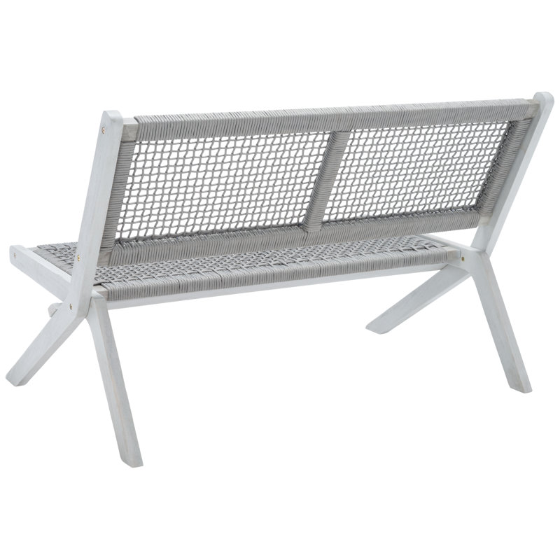 Kismet 45'' Gray Wood and Rope Folding Outdoor Bench