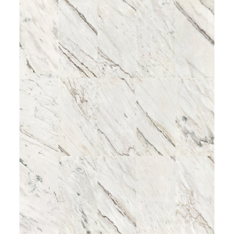 12*24 Carrara Marble, Marble, Marble, For Wall And Floor, Polished Marble Tile, 1 Box 4 Pcs, White/Natural