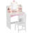 Kids Vanity With Lights, Princess Makeup Vanity Desk With Open Bookshelf-114357220